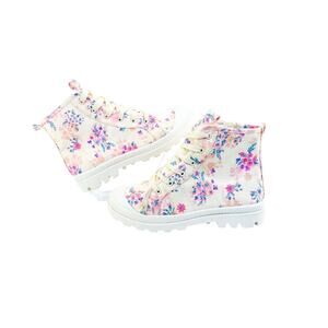 FabKids Girls Floral Canvas Combat Boots – Size 4